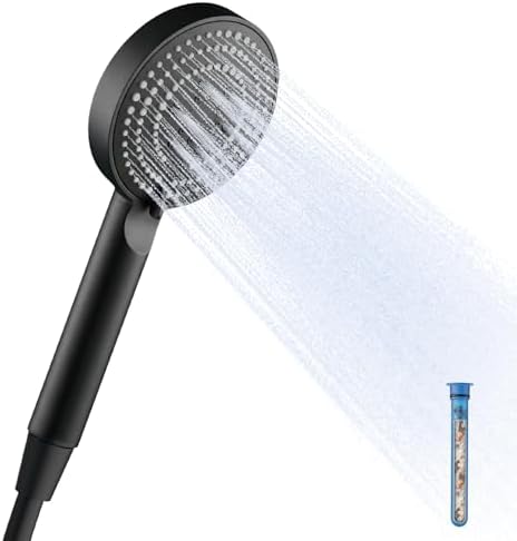 OFFO Filtered Shower Head with Hose, 20 Stage Shower Head with Filters with 60" Shower Hose, 4” Face High Pressure 6-Mode to Remove Chlorine, Matte Black by OFFO