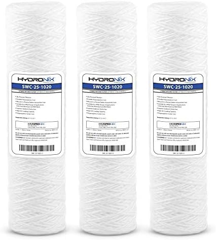 Hydronix HX-SWC-25-1020/3 Universal Whole House String Wound Sediment Water Filter Cartridge 2.5 inch x 10 inch - 20 micron - 3 Pack, White by Hydronix