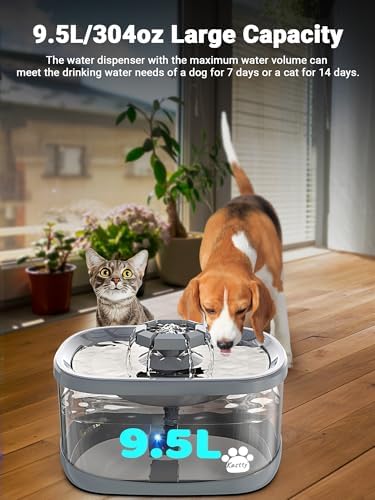 Kastty 2.5Gal/9.5L Dog Water Fountain Extra Large Pet Water Fountain 3 Flow Modes Cat Water Fountain Larger Filter Filtration& Smart LED Pump& Safe Touch, BPA-Free, Quiet for Large Dogs Pets FS68 - Image 2