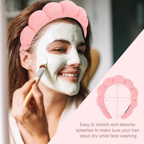 3 Pack Spa Headbands - Terry Cloth Puffy Hair Bands for Skincare, Makeup Removal, and Facial Cleansing - Image 4