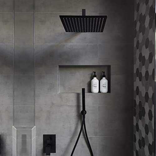 Voolan Oversize Rain Shower Head - High Flow Square Rainfall Showerhead - Waterfall Full Body Coverage - Universal Ceiling or Wall Mount (16 Inch, Matte Black) - Image 6