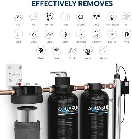 Aquasure Serene Lite 800K Gallons Whole House Salt-Free Water Conditioner/Descaler 4-in-1 Bundle with Pleated Sediment Filter, GAC/KDF55 Treatment System and 8 GPM Light, for 1-3 Bathrooms - Image 4