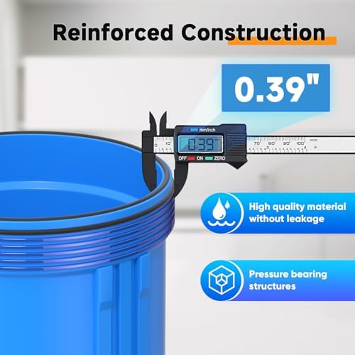 PUREPLUS Whole House Water Filter, 10"x4.5" Universal Housing, Blue, with 2 Compound Water Filters, Reduceing Chlorine, sand, rust, sediment, color, Replacement for FXHTC, GXWH40L, GXWH35F, GNWH38S - Image 6