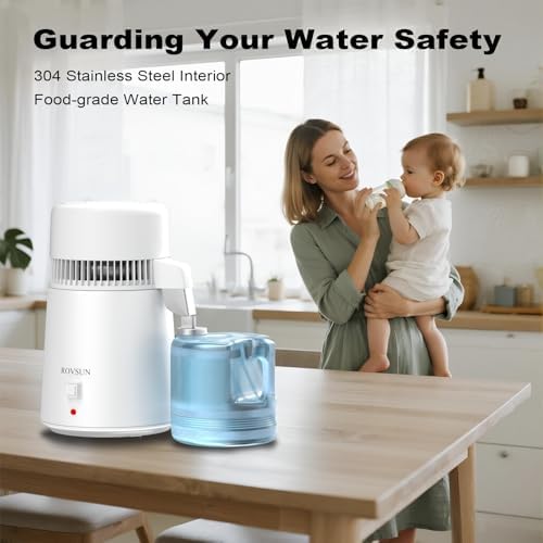 ROVSUN 1.1 Gallon Water Distiller for CPAP Machine, 4L Countertop Distiller Machine, Stainless Steel Interior & BPA-Free Container, Distilled Water Maker Purifier for Home Office Dental Lab - Image 5