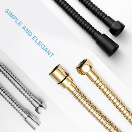 OFFO Shower Hose, 80 in Kink Free Stainless Steel Shower Hose Attachment Electroplating Handheld Shower Head Hose Flex Hoses Extension with Brass Insert & Nut for Pet Bathing Cleaning, Gold - Image 7