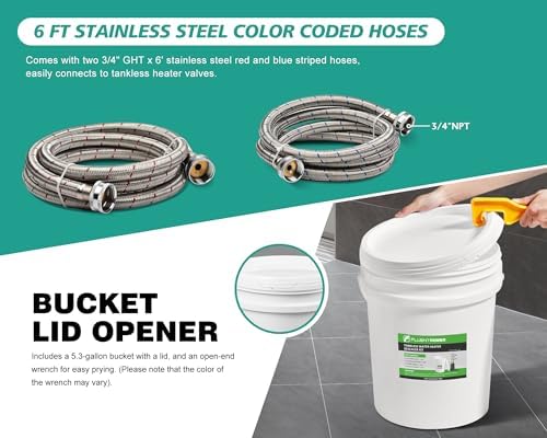 FLUENTPOWER Tankless Water Heater Flushing Kit, 1/2 HP Pump, 2 Hoses - Image 4