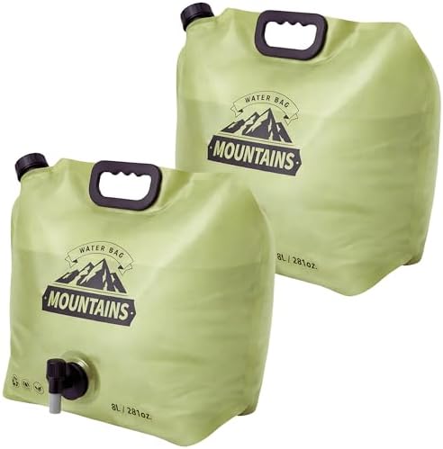 Camping Water Container 2 Gallon Collapsible Water Jug with Spout - Reusable Plastic Flasks, Foldable Empty Gallon Jug for Water Storage, Water Bag for Outdoor Hiking Emergency Prep (2 Pack) by CoreMuseOutdoor