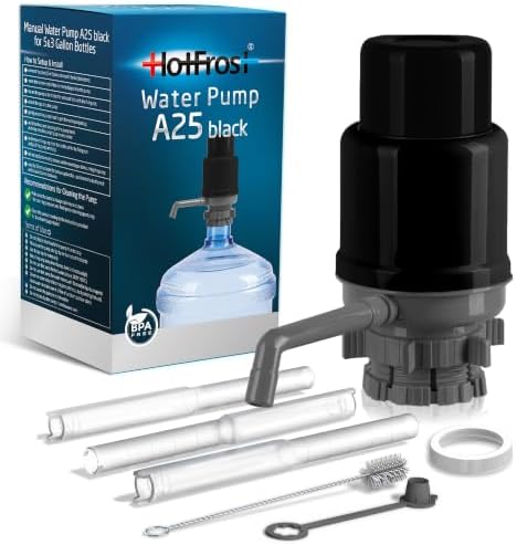 HotFrost Manual Water Pump for 5 Gallon Jug & Bottle – Non-Electric 5 Gallon Water Dispenser, Universal Hand Pump with 3 Adjustable Tubes, 53mm Screw Top Adapter, Spout Cap & Cleaning Brush, BPA-Free - Image 4