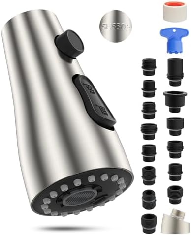 Hibbent cUPC Certified Stainless Steel Pull Down Spray Head Replacement by Hibbent