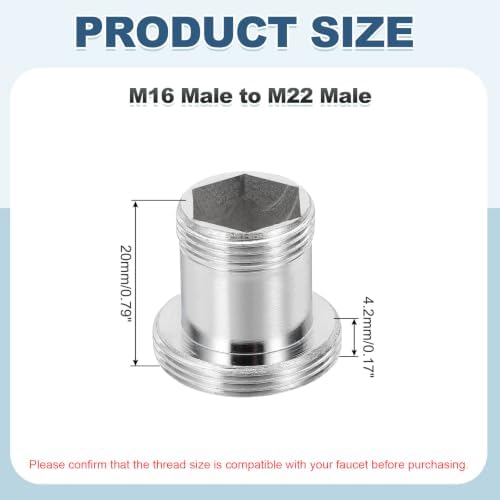 uxcell Faucet Aerator Adapter, M16 Male to M22 Male Brass Faucet Adapter with Washer for Kitchen Bathroom Sink Water Filter Kit Connection, 20mm Length - Image 2