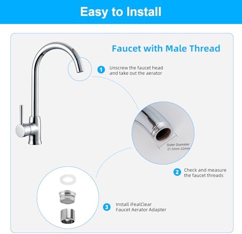 4-Pack Stainless Steel Faucet Aerator, 55/64" Female Faucet Adapter, Chrome - Image 5