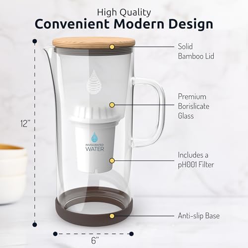 Invigorated Water pH Restore Glass Water Filter Pitcher, 15-Cups - Image 3