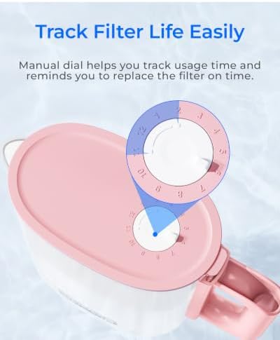 Waterdrop PT-12P-H Small 6-Cup Water Filter Pitcher for Mini Fridge, Pink - Image 6