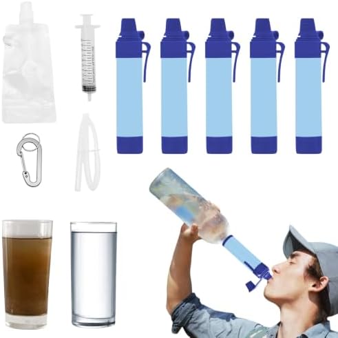 Portable Water Filter Straw Kit, Personal Water Filtration System for Camping Backpacking Hiking Emergency Survival Preparedness Outdoor Travel (5) by Unknown
