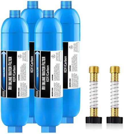 Lifefilter 4 Pack RV/Marine Water Filter with 2 Flexible Hose Protectors by Lifefilter