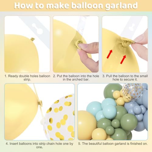 Amandir 153pcs Blue and Yellow Sage Green Balloon Arch Kit Different Sizes - Image 4