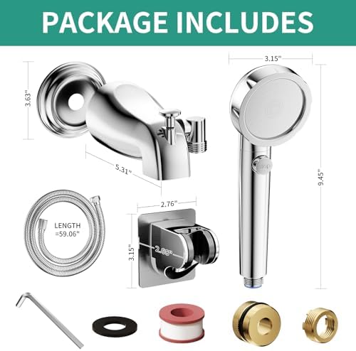 All Metal Bathtub Faucet Sprayer Attachment with filter, Chrome - Image 5