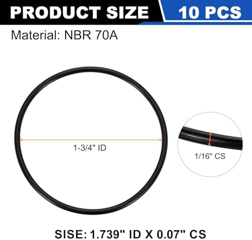 uxcell 10Pcs AS-031 NBR 70A O-Rings 1-3/4"ID x 1/16"CS/1.739"ID x 0.07"CS - Image 2