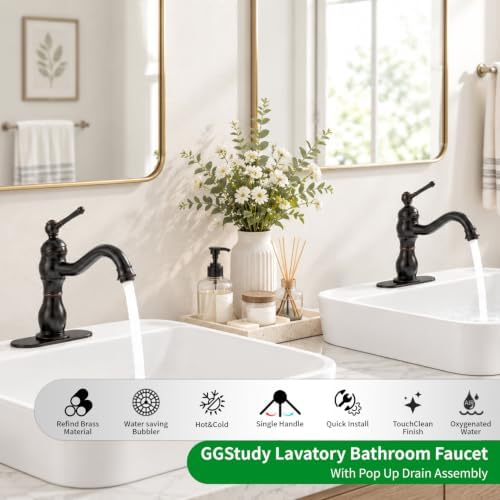 Oil Rubbed Bronze Bathroom Faucet Single Handle One Hole - Image 2