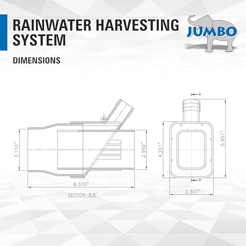 JUMBO Rooftop Rainwater Harvesting System from Downspouts Diverter Size 2” x 3” - Image 5