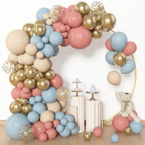 Amandir 153pcs Dusty Pink Blue Balloon Garland Arch Kit Different Sizes ﻿ - Image 4