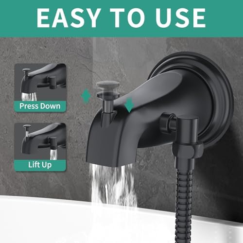 All Metal Bathtub Faucet Sprayer Attachment with filter, Black - Image 2
