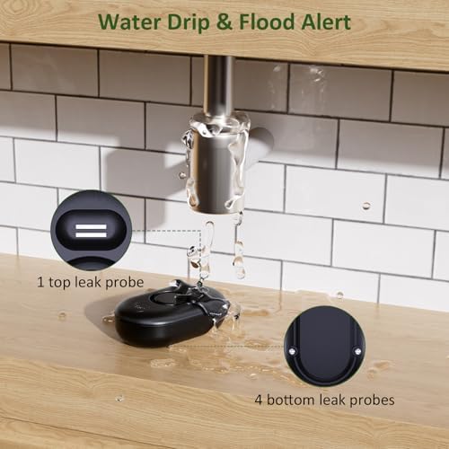 5 Pack Water Leak Detectors for Home, 100dB Water Sensor Alarm Black - Image 3