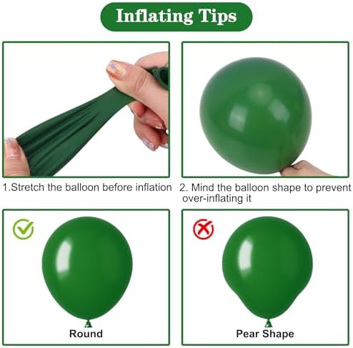 APLANET 150pcs Dark Green Balloons Different Sizes 18 12 10 5 Inches Emerald Green Latex Balloon for Birthday Party Baby Shower Safari Jungle Masquerade, Arch Kit Decoration - Image 4