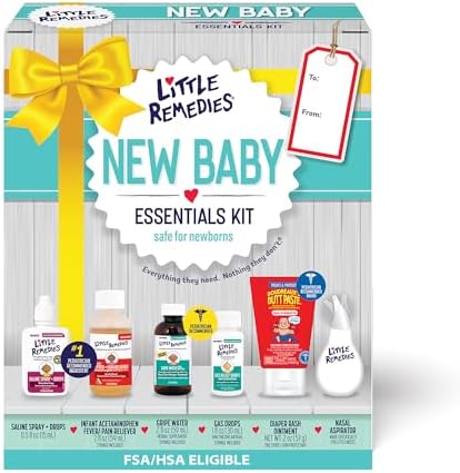 Little Remedies New Baby Essentials Kit with Saline Nasal Spray, Diaper Rash Cream, Gas Relief Drops, Gripe Water & More, Safe for Newborns, Multi-Color, 6 Piece Set (Pack of 6) by LittleRemedies