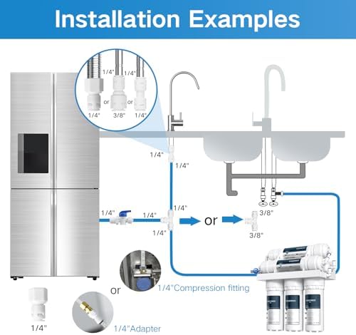 Refrigerator Water Line Kit, 1/4" OD Tubing with Quick Connect for Fridge Ice Maker RO Systems Water Filters Faucet 32.8FT - Image 5