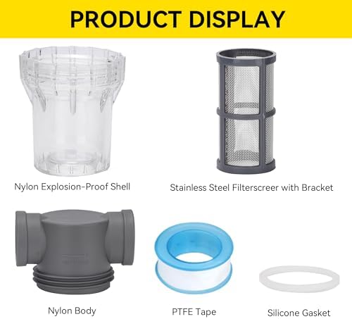 1'' Female NPT in-Line Strainer - Garden Hose Filter for High Pressure Washer, Sediment Filter with 30 Mesh Stainless Steel Screen (1'' 30 Mesh) - Image 4