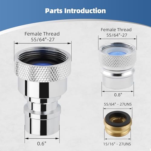 2PCS Portable Dishwasher Faucet Adapter, Metal Made, Chrome - Image 2