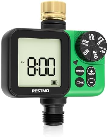 RESTMO Water Timer, Oversized LCD Sprinkler Timer with Brass Inlet by Restmo