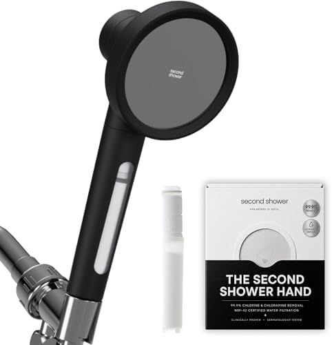 SecondShower Filtered Shower Head with Handheld for Hard Water - NSF Certified 99.9% Chlorine Removal, High Pressure, Korean Vitamin C Filter for Soft Skin & Hair (Matte Black) by SecondShower