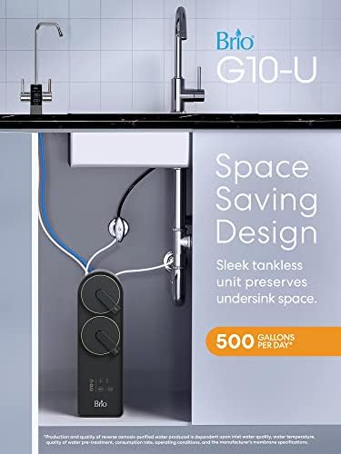 Brio Reverse Osmosis Water Filtration System, 500 GPD, 2:1 Pure to Drain, Tank-Less, Under Sink Faucet Mount - Image 2