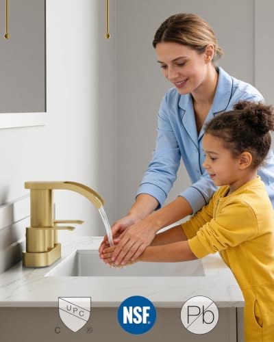 gotonovo 4’’ Centerset Bathroom Sink Faucet Waterfall Brushed Gold - Image 6