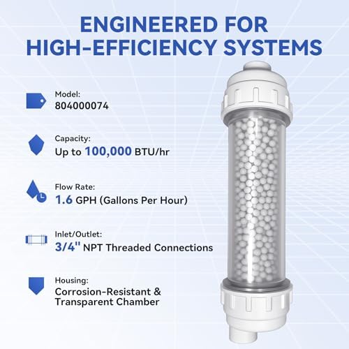 Condensate Neutralizer Kit for Rinnai Tankless Water Heater 804000074 Navien Rheem, 100,000 BTU/HR Ac-id Neutralizer for Condensing Boiler Furnace, 15-Piece Complete Set with 10ft Tubing & 3/4" NPT - Image 3