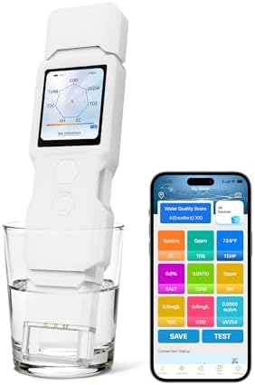 9-in-1 Smart Water Tester with APP Monitoring, Digital Water Test Kit for Turbidity, TDS, EC, Temp, Salt, GH, TOC, COD & UV254, Professional Water Tester for Drinking Water, Well, Tap & Outdoor. by LIFEGARDENINGECO-FRIENDLYTECHNOLOGY