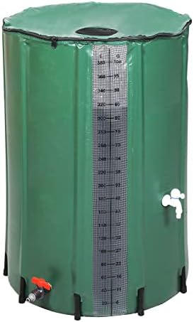 100 Gallon Collapsible Rain Barrel, Rain Catcher Barrel, Portable Rainwater Collection System with Volume Scale Mark, Two Spigots and Overflow Kit, Rain Water Barrel Collector for Garden, Green by Doredo