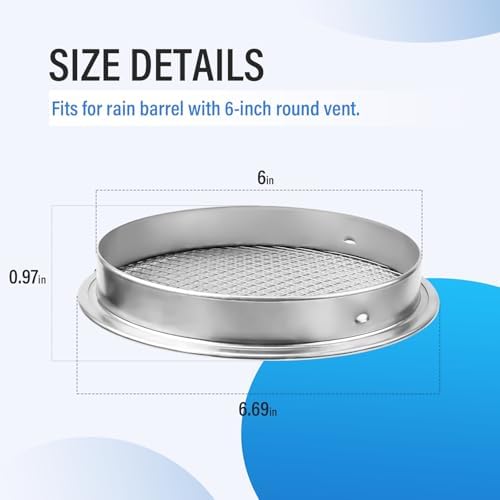 Rain Barrel Screen 6 Inch Fine Mesh Aluminum Rain Barrel Top Screen Filter - Image 2