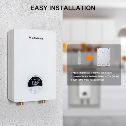 CAMPLUX Tankless Water Heater Electric 120V, 4500W Point of Use Instant Hot Water Heater, Save Space for Sink Wall Mounted LED Digital Display CSA Certified - Image 6