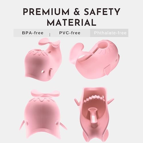 Bath Spout Cover for Bathtub,Baby Shower Protector Cover A Fun Way to Protects Baby from Bumping Head During Bathing Time Cute Soft Whale Design Making for Enjoyable Safe Baths (Pink) - Image 2