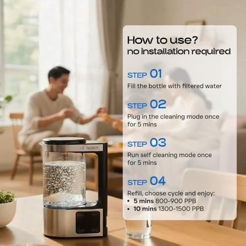 HydroPitcher | 68 Oz Hydrogen Water Pitcher - BPA Free Rich Hydrogen Water Generator - Electrolysis Jug with SPE/PEM Technology Hydrogen Water Machine | Chlorine Free Large Hydrogen Water Bottle - Image 6