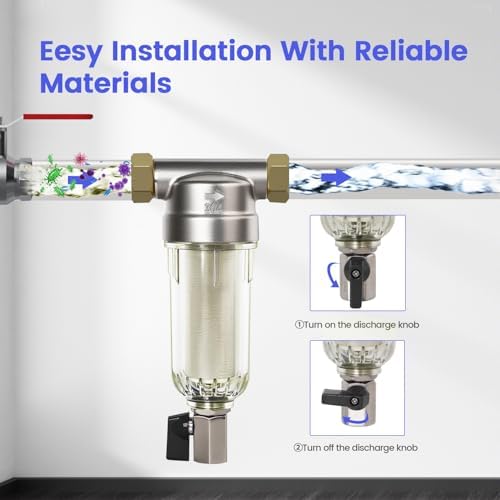 304 Stainless Steel 40 Micron Spin Down Water Filter, Whole House Spin Down Sediment Water Filter, Reusable Flushable Pre-Filtration System, 1" MNPT + 3/4" FNPT, BPA Free - Image 7