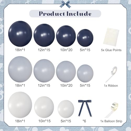 Blue White Balloon Arch Kit, Blue Jean Baby Shower Decor - Image 6