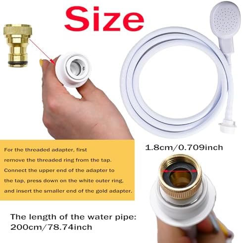 2m/6.56ft Portable Sink Spray Rubber Hose Sink Hose Sprayer Shampoo Sprayer Handheld Shower for Pets,Bathing Baby,Washing Hair,Rinsing Vegetables - Image 2