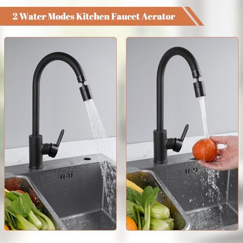 Hibbent Faucet Aerator, 360 Degree Kitchen Sink Faucet Aerator, Dual-function Swivel Big Angle Kitchen Faucet Attachment, Faucet Replacement Part, Oil-Rubbed Bronze - Image 2