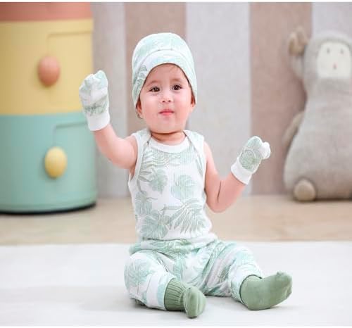 MAMIMAKA Newborn Baby Boy Girl Caps Mittens Socks Set Cotton Baby Essentials Accessories (Hats+Gloves+Socks) - Image 6