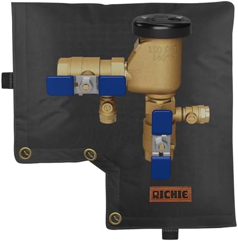 Backflow Preventer Insulated Cover (5°F) for Winter Freeze Protection, 13"W x 12"H Thickened Pressure Vacuum Breaker & Well Pump Cover, Outdoor Waterproof Insulation Pouch for Sprinkler Valve, Black by RICHIE