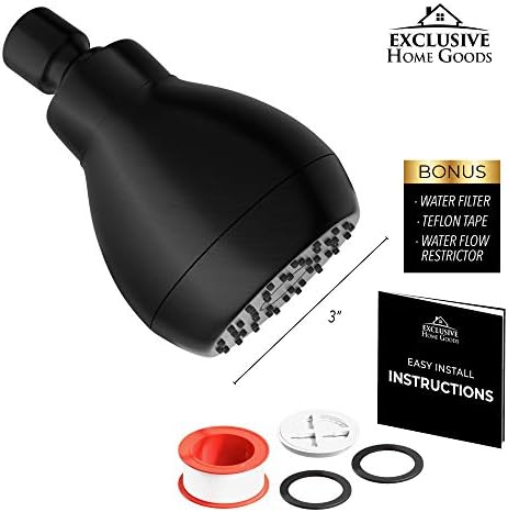 High Pressure Shower Head - Powerful Deluxe Bathroom Showerhead with Strong Spray Stream and Small Silicone Nozzles - Universal Fit Works with High and Low Water Flow Showers (Matte Black)-1.8 GPM - Image 2
